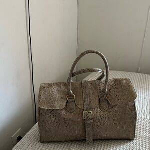 Jessica Simpson Crocodile-Embossed Brown Satchel